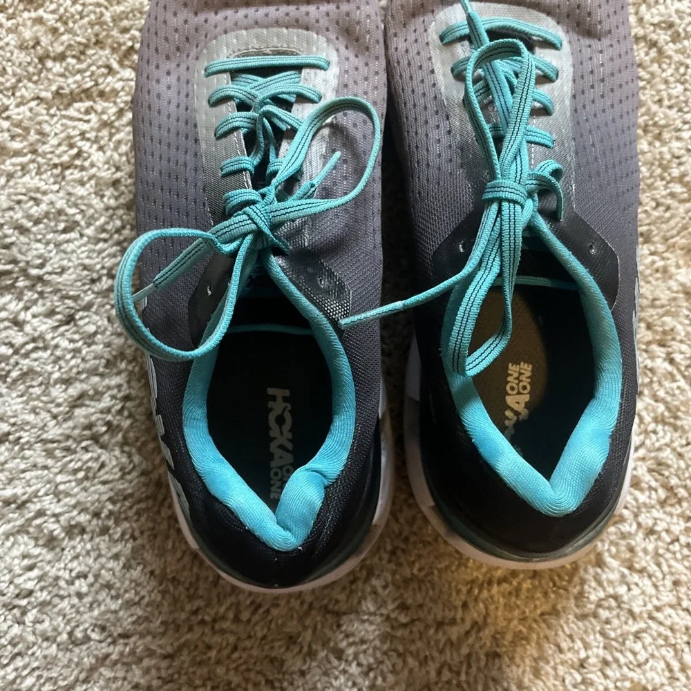 HOKA One One Elevon Teal Gray Running‎ Shoes 1019268 Women's Size 9 Lace Up
